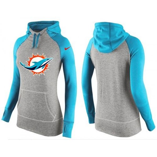 Women's Miami Dolphins Hoodie Grey Blue-2 Jersey