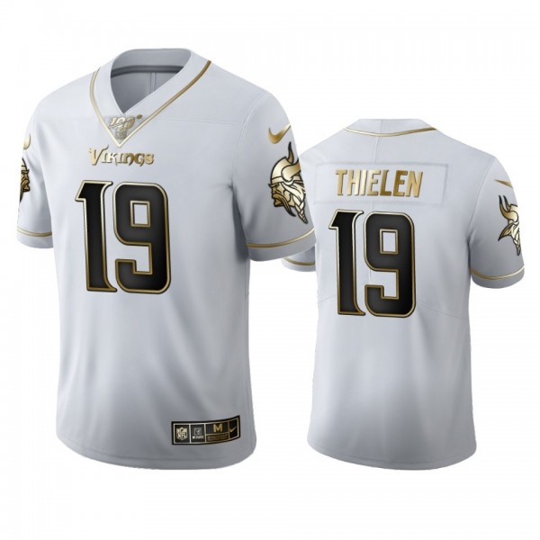 موانع Minnesota Vikings #19 Adam Thielen Men's Nike White Golden Edition ... موانع