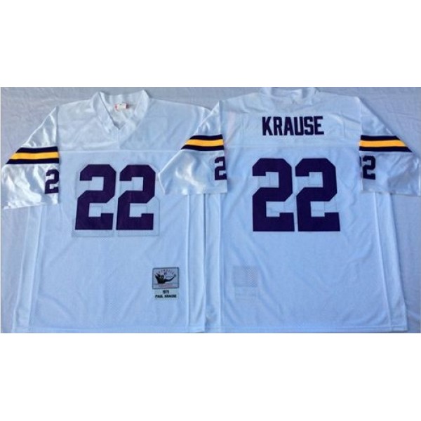 Mitchell And Ness Vikings #22 Paul Krause White Throwback Stitched NFL Jersey
