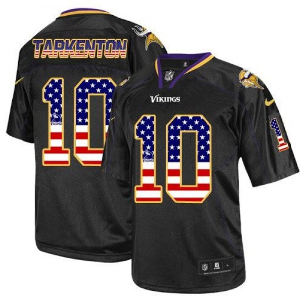 Nike Vikings #10 Fran Tarkenton Black Men's Stitched NFL Elite USA Flag Fashion Jersey