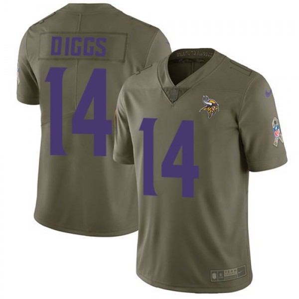 Nike Vikings #14 Stefon Diggs Olive Men's Stitched NFL Limited 2017 Salute to Service Jersey