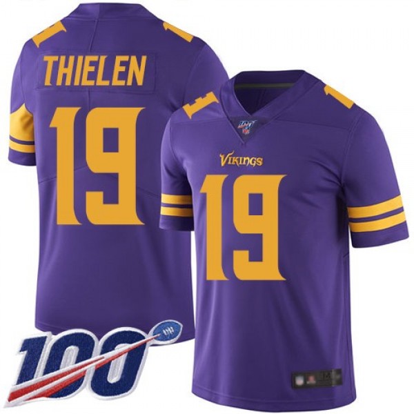 Nike Vikings #19 Adam Thielen Purple Men's Stitched NFL Limited Rush 100th Season Jersey