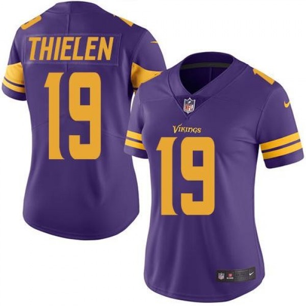 Women's Vikings #19 Adam Thielen Purple Stitched NFL Limited Rush Jersey