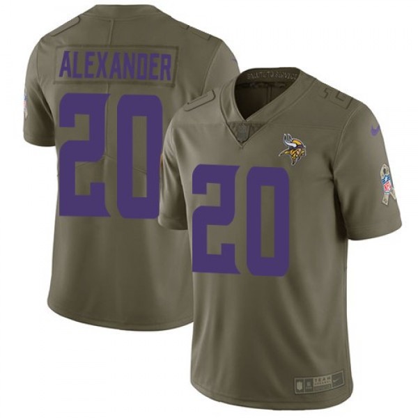 Nike Vikings #20 Mackensie Alexander Olive Men's Stitched NFL Limited 2017 Salute to Service Jersey
