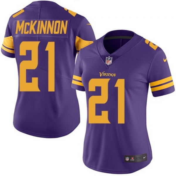 Women's Vikings #21 Jerick McKinnon Purple Stitched NFL Limited Rush Jersey