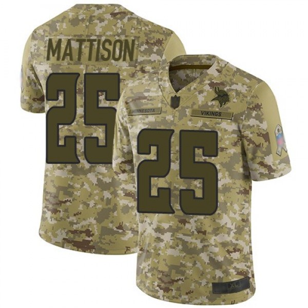 Nike Vikings #25 Alexander Mattison Camo Men's Stitched NFL Limited 2018 Salute To Service Jersey