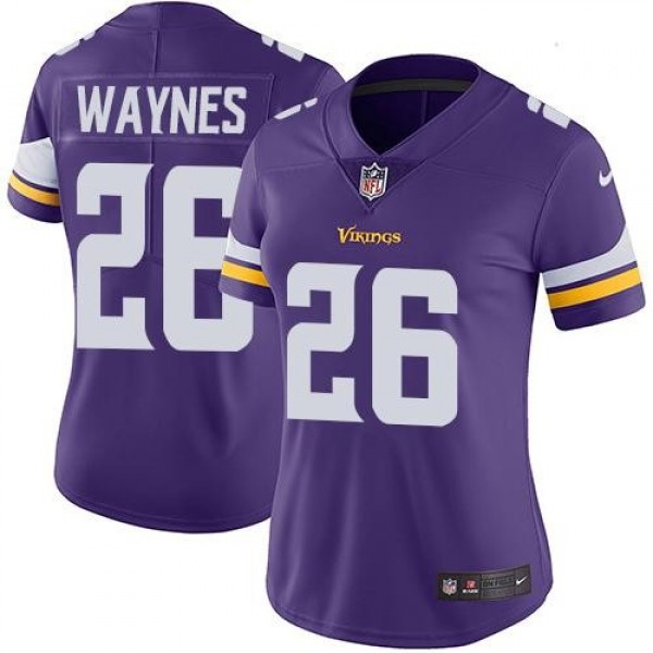 Women's Vikings #26 Trae Waynes Purple Team Color Stitched NFL Vapor Untouchable Limited Jersey
