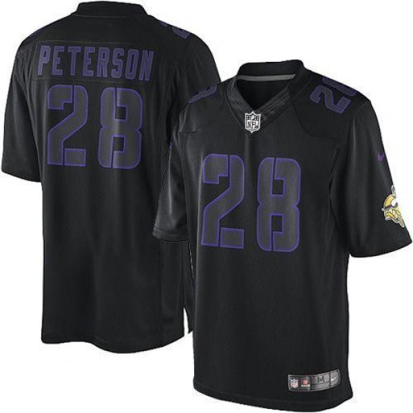 Nike Vikings #28 Adrian Peterson Black Men's Stitched NFL Impact Limited Jersey