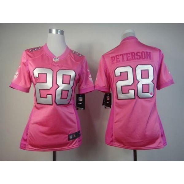 Women's Vikings #28 Adrian Peterson Pink Be Luv'd Stitched NFL Elite Jersey