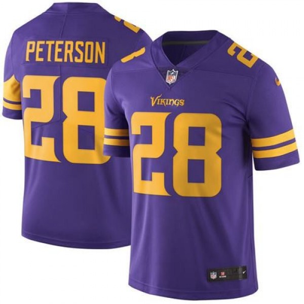 Nike Vikings #28 Adrian Peterson Purple Men's Stitched NFL Limited Rush Jersey