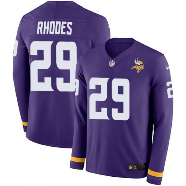 Nike Vikings #29 Xavier Rhodes Purple Team Color Men's Stitched NFL Limited Therma Long Sleeve Jersey
