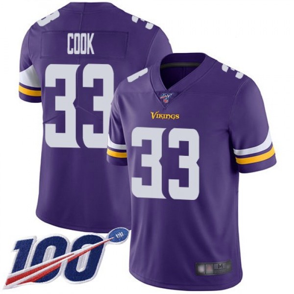 Nike Vikings #33 Dalvin Cook Purple Team Color Men's Stitched NFL 100th Season Vapor Limited Jersey
