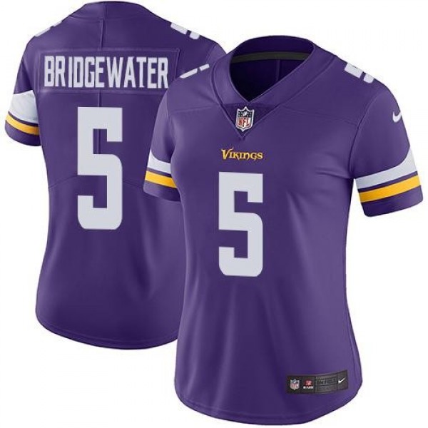 Women's Vikings #5 Teddy Bridgewater Purple Team Color Stitched NFL Vapor Untouchable Limited Jersey