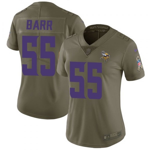 Women's Vikings #55 Anthony Barr Olive Stitched NFL Limited 2017 Salute to Service Jersey