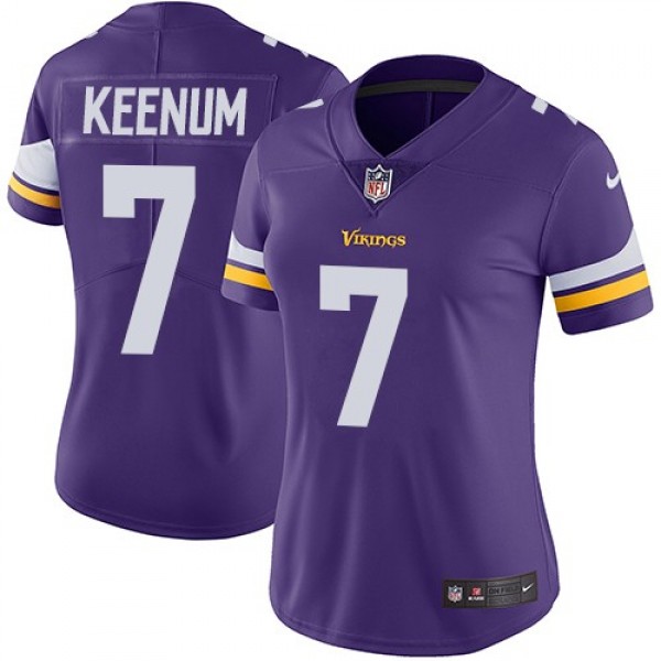 Women's Vikings #7 Case Keenum Purple Team Color Stitched NFL Vapor Untouchable Limited Jersey