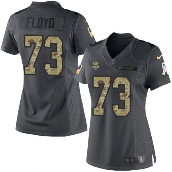 Women's Vikings #73 Sharrif Floyd Black Stitched NFL Limited 2016 Salute To Service Jersey