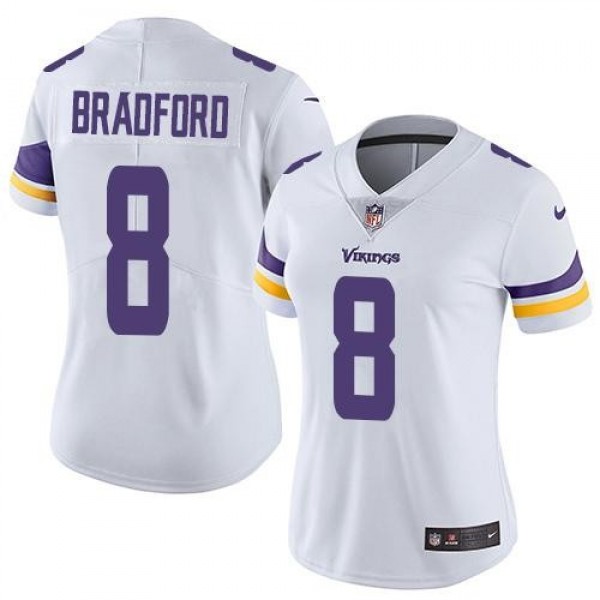 Women's Vikings #8 Sam Bradford White Stitched NFL Vapor Untouchable Limited Jersey