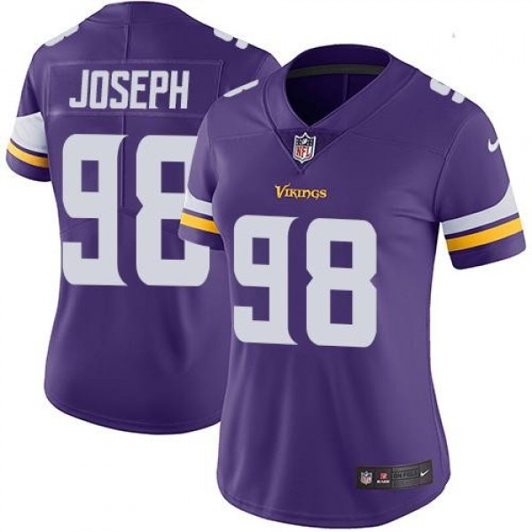 Women's Vikings #98 Linval Joseph Purple Team Color Stitched NFL Vapor Untouchable Limited Jersey