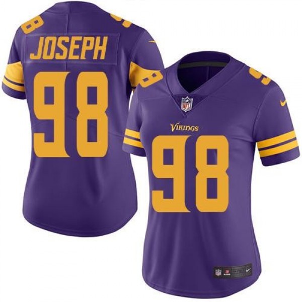 Women's Vikings #98 Linval Joseph Purple Stitched NFL Limited Rush Jersey