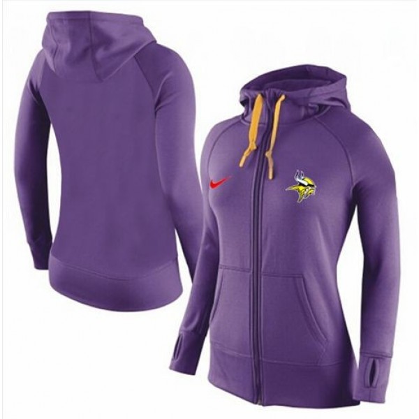 Women's Minnesota Vikings Full-Zip Hoodie Purple-2 Jersey