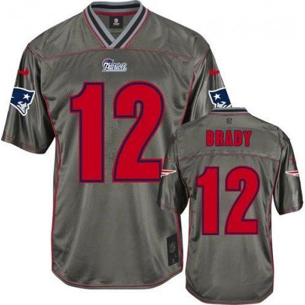 Nike Patriots #12 Tom Brady Grey Men's Stitched NFL Elite Vapor Jersey