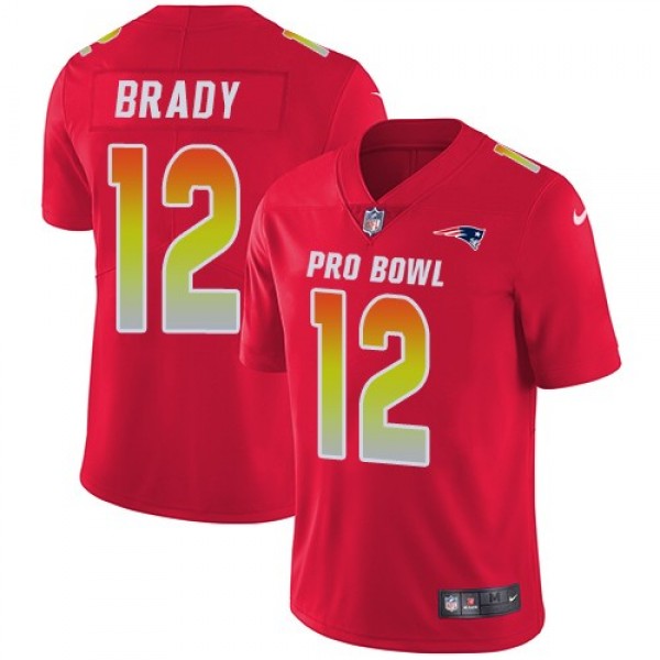 Nike Patriots #12 Tom Brady Red Men's Stitched NFL Limited AFC 2018 Pro Bowl Jersey