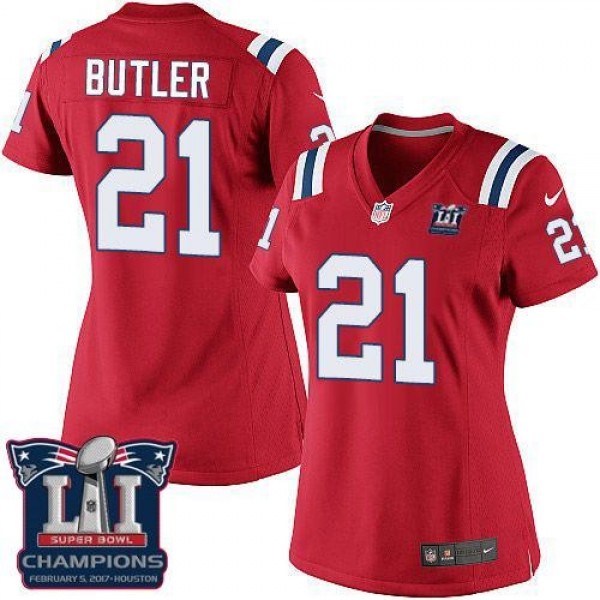Women's Patriots #21 Malcolm Butler Red Alternate Super Bowl LI Champions Stitched NFL Elite Jersey