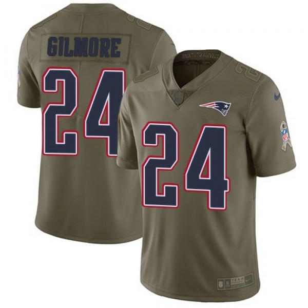 Nike Patriots #24 Stephon Gilmore Olive Men's Stitched NFL Limited 2017 Salute To Service Jersey
