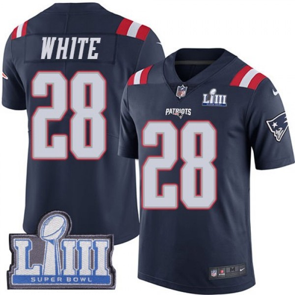 لايف Nike Patriots #28 James White Navy Blue Super Bowl LIII Bound ... لايف