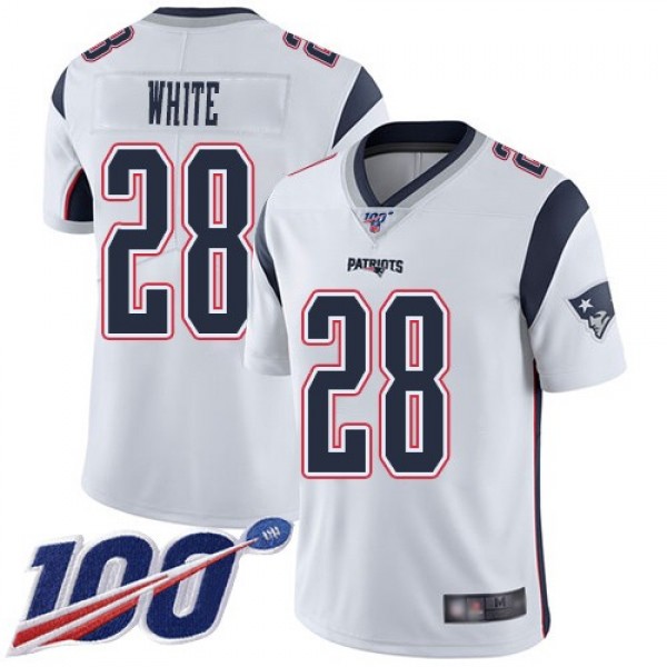 غطاء قدر Nike Patriots #28 James White White Men's Stitched NFL 100th ... غطاء قدر