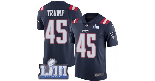 تكبير مؤخرة Nike Patriots #45 Donald Trump Navy Blue Super Bowl LIII Bound ... تكبير مؤخرة