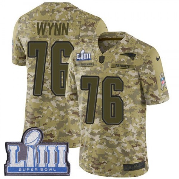 Nike Patriots #76 Isaiah Wynn Camo Super Bowl LIII Bound Men's Stitched NFL Limited 2018 Salute To Service Jersey