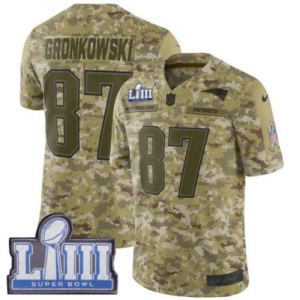 منيو Nike New England Patriots #87 Rob Gronkowski Olive Men's Stitched NFL Limited 2017 Salute To Service Jersey منيو