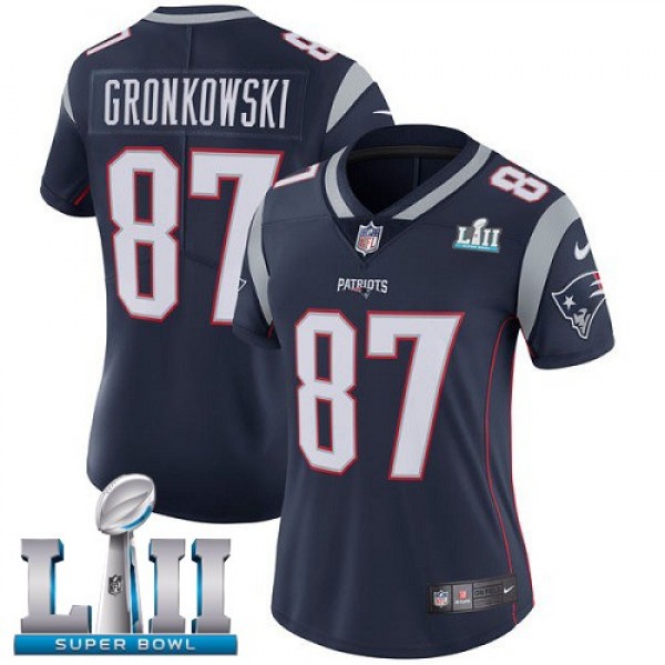 Women's Patriots #87 Rob Gronkowski Navy Blue Team Color Super Bowl LII Stitched NFL Vapor Untouchable Limited Jersey