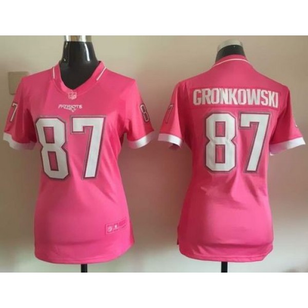 Women's Patriots #87 Rob Gronkowski Pink Stitched NFL Elite Bubble Gum Jersey