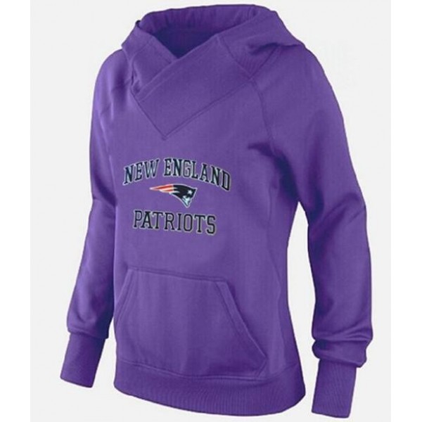 Women's New England Patriots Heart Soul Pullover Hoodie Purple Jersey