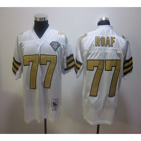 Mitchell And Ness Saints #77 Willie Roaf White Stitched NFL Jersey