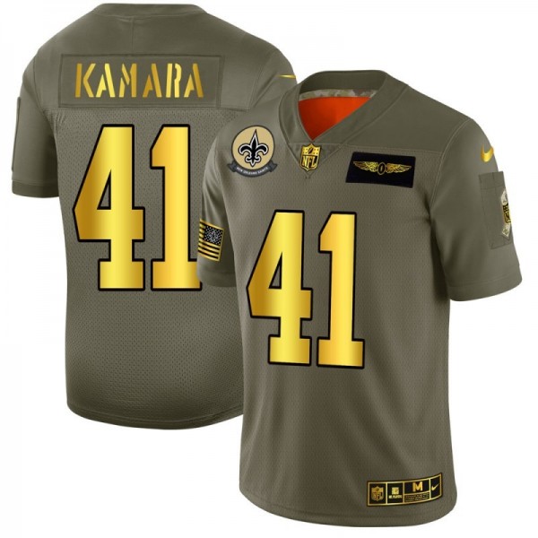 New Orleans Saints #41 Alvin Kamara NFL Men's Nike Olive Gold 2019 Salute to Service Limited Jersey