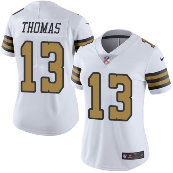 Women's Saints #13 Michael Thomas White Stitched NFL Limited Rush Jersey