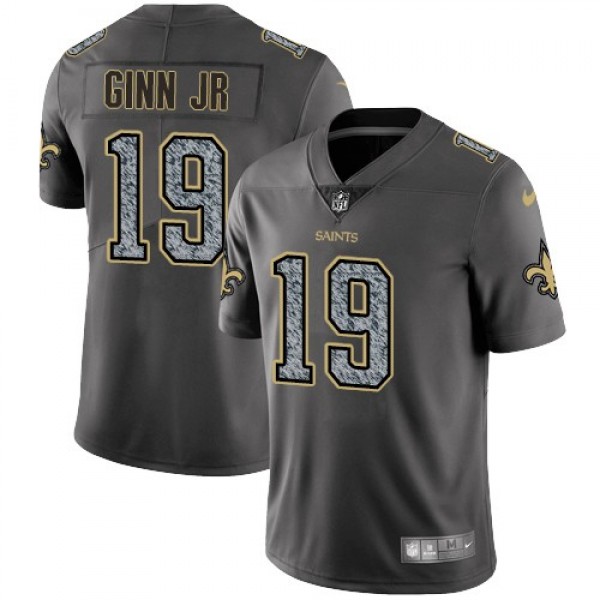 Nike Saints #19 Ted Ginn Jr Gray Static Men's Stitched NFL Vapor Untouchable Limited Jersey