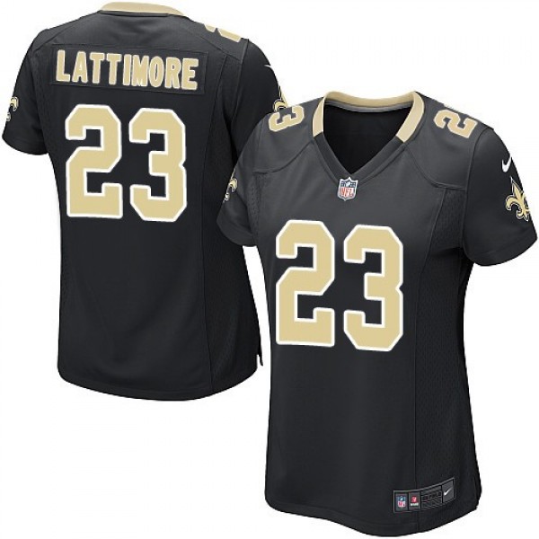 Women's Saints #23 Marshon Lattimore Black Team Color Stitched NFL Elite Jersey