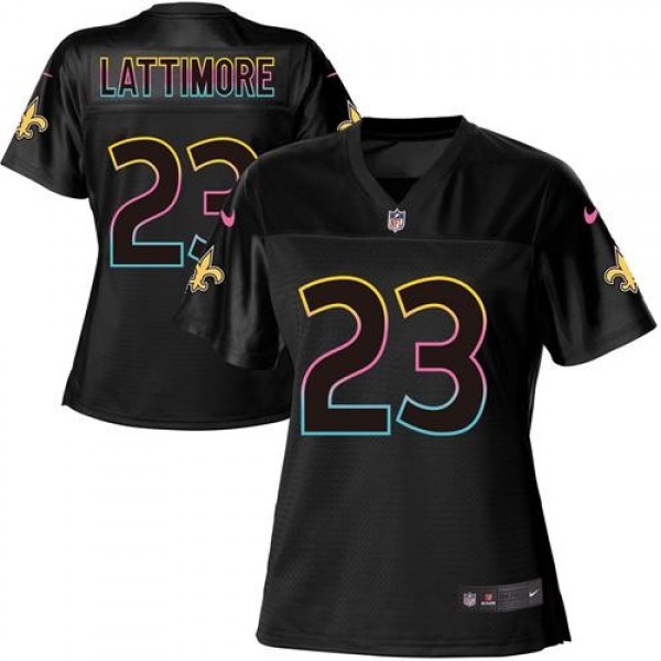 Women's Saints #23 Marshon Lattimore Black NFL Game Jersey