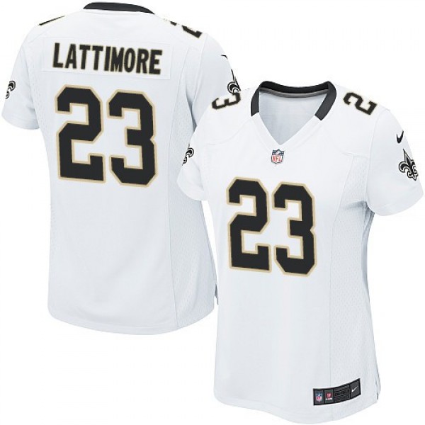 Women's Saints #23 Marshon Lattimore White Stitched NFL Elite Jersey