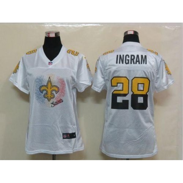 Women's Saints #28 Mark Ingram White Fem Fan NFL Game Jersey