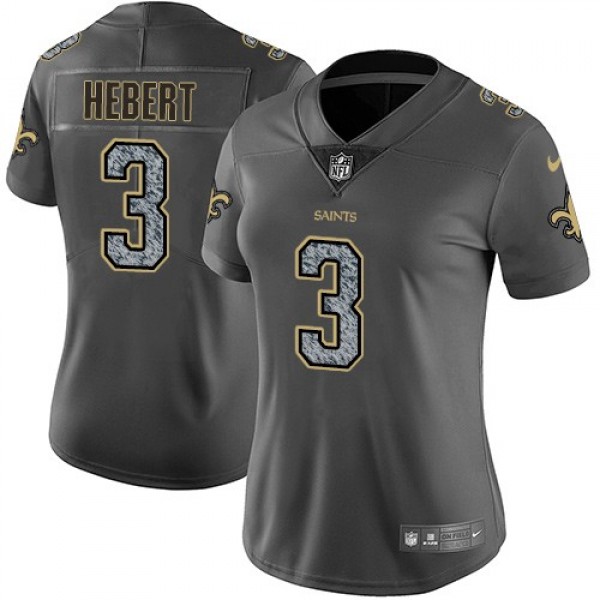 Women's Saints #3 Bobby Hebert Gray Static Stitched NFL Vapor Untouchable Limited Jersey