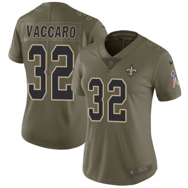 Women's Saints #32 Kenny Vaccaro Olive Stitched NFL Limited 2017 Salute to Service Jersey