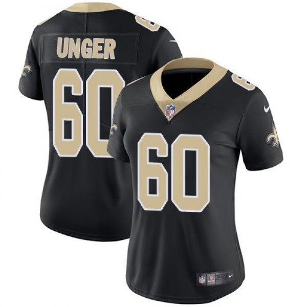 Women's Saints #60 Max Unger Black Team Color Stitched NFL Vapor Untouchable Limited Jersey