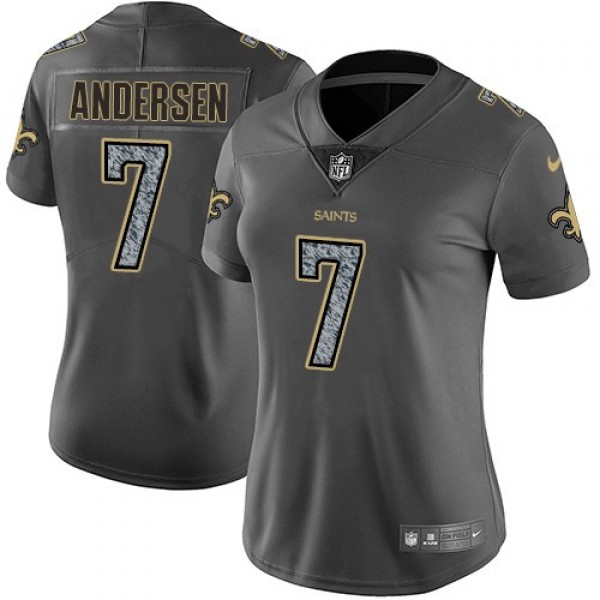 Women's Saints #7 Morten Andersen Gray Static Stitched NFL Vapor Untouchable Limited Jersey
