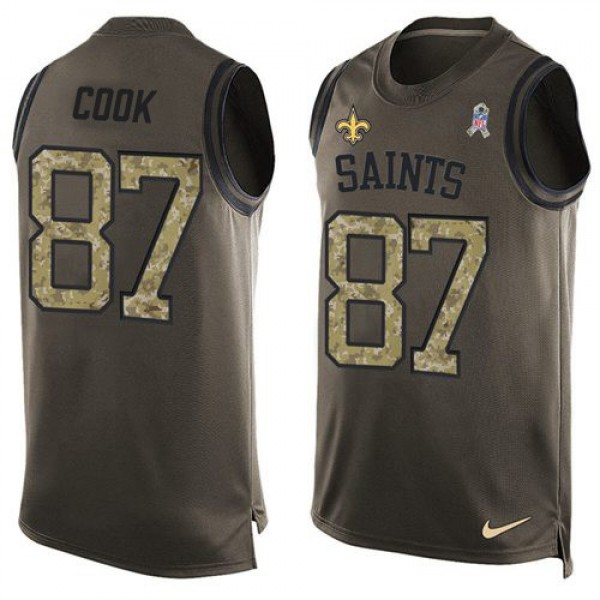 Nike Saints #87 Jared Cook Green Men's Stitched NFL Limited Salute To Service Tank Top Jersey
