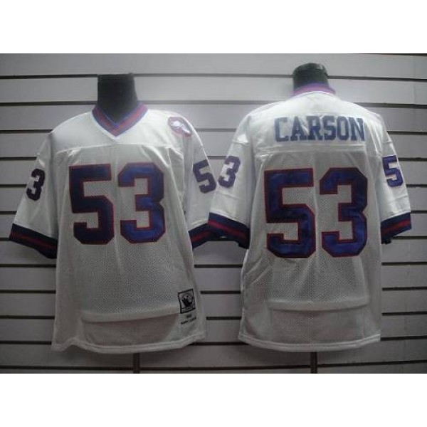 Mitchell and Ness Giants #53 Harry Carson White Stitched NFL Jersey